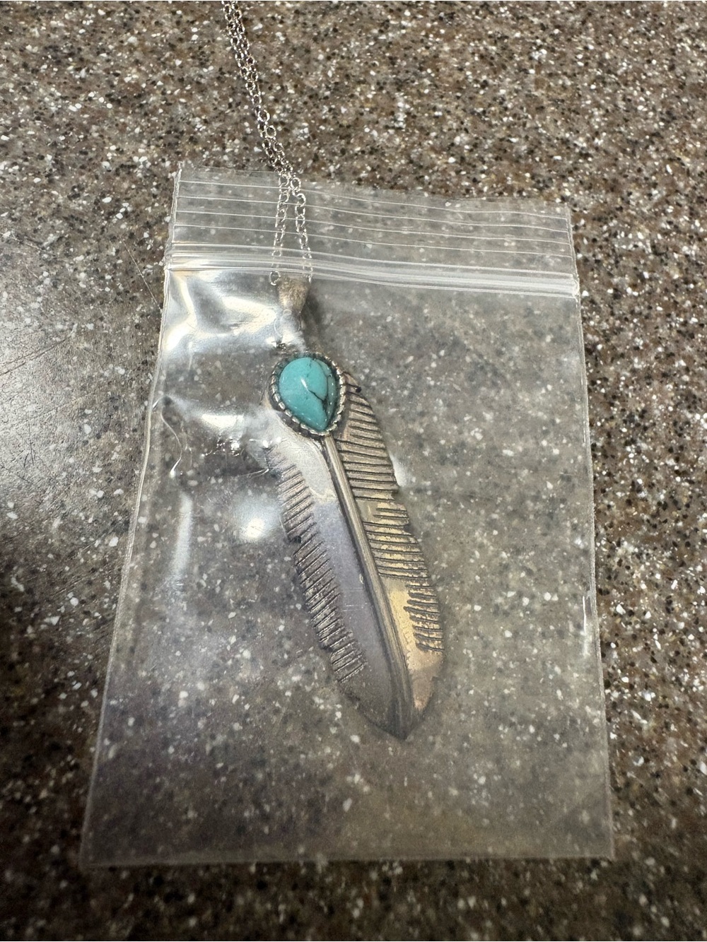 KQF jewelers Turquoise Feather Pendant - Sterling Silver